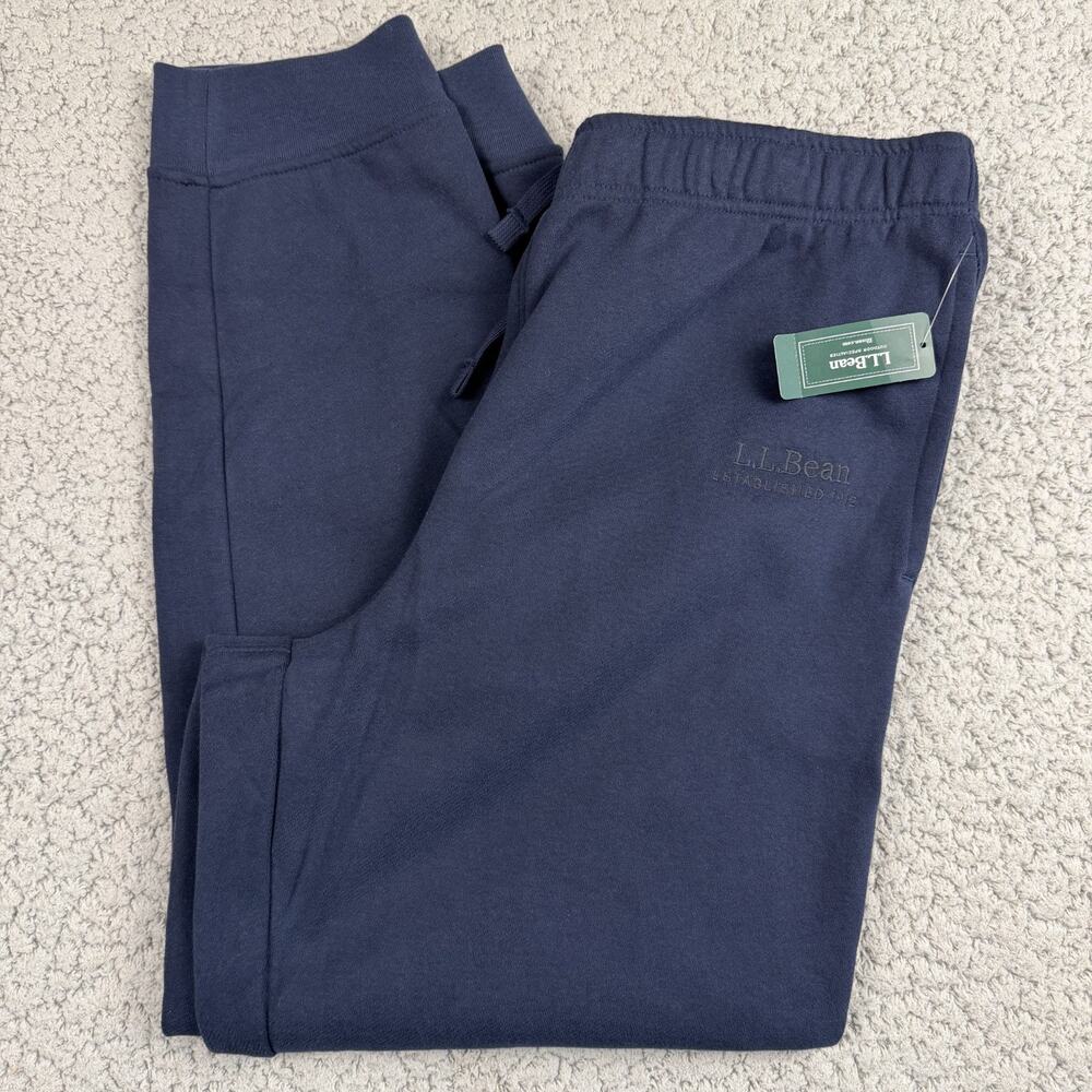 L.L.Bean Men's Jogger Pants Navy Blue Size L Elastic Waist Drawstring 30"